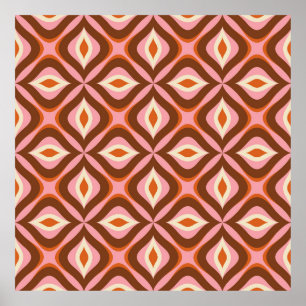 70er Retro Nahtloses Muster in Orange, Braun, Butt Poster