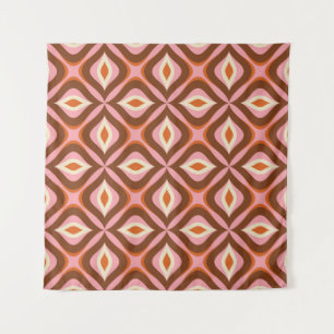70er Retro nahtloses Muster in Orange, Braun, Rosa Wandteppich