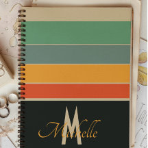 70er Retro Navy und rosa Streifen mit Monogramm