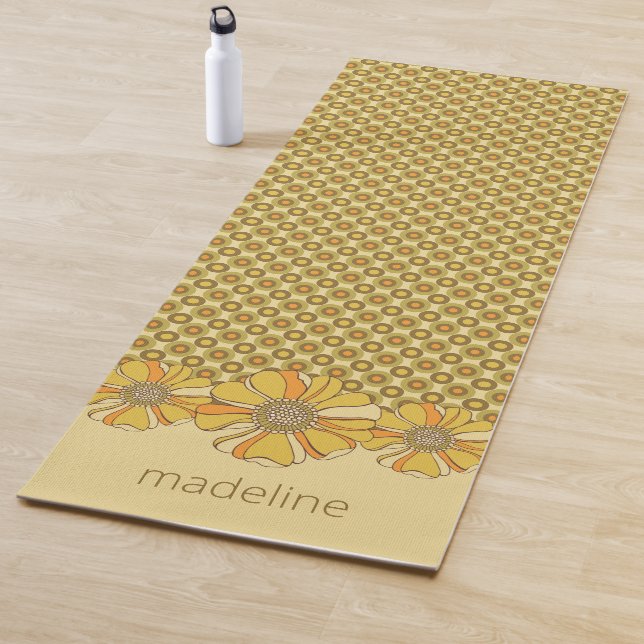 70er Retro Orange Floral Geometric Yogamatte (Beispiel)