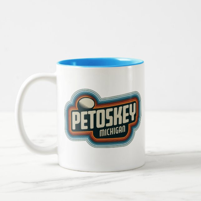 70er Retro Petoskey Michigan Vintag Coffee Tasse (Links)
