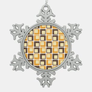 70er Retro-Quadratmuster Schneeflocken Zinn-Ornament