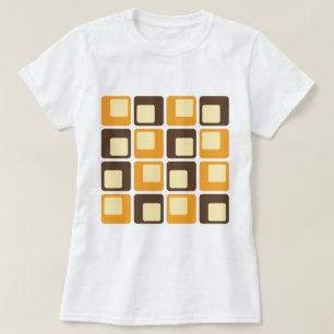 70er Retro-Quadratmuster T-Shirt