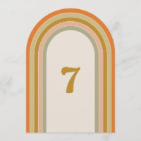 70er Retro Rainbow Groovy Wedding Tischnummer