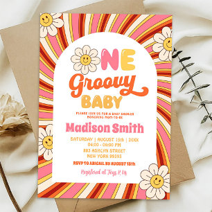 70er Retro Sonnenblume One Groovy Baby Shower Einladung
