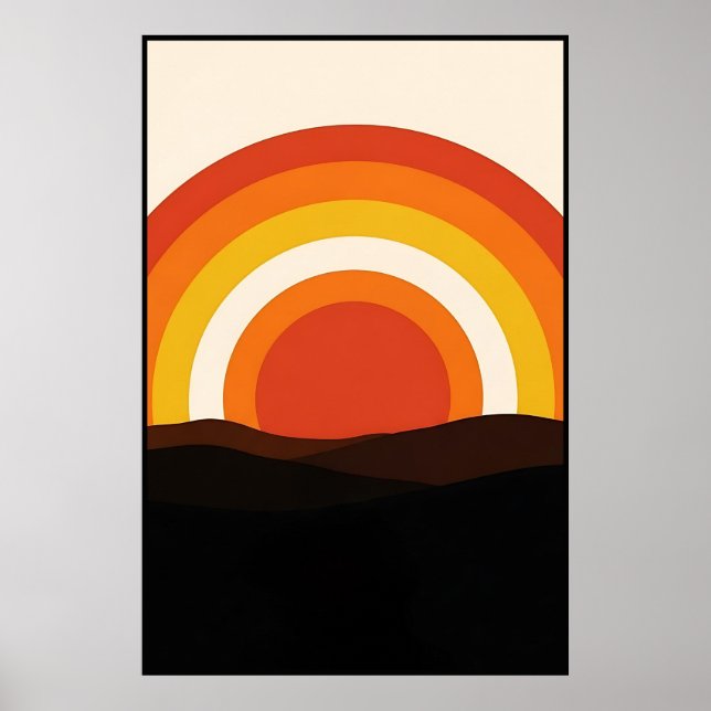 70er Retro Sonnenuntergang Landschaft Poster (Vorne)