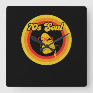 70er Retro Soul Music Gerne Soul Music Quadratische Wanduhr