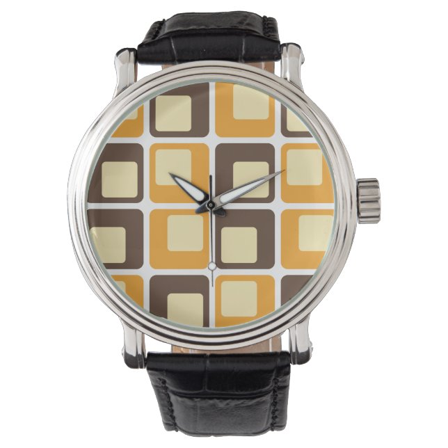 70er Retro Square Shapes Armbanduhr (Vorderseite)