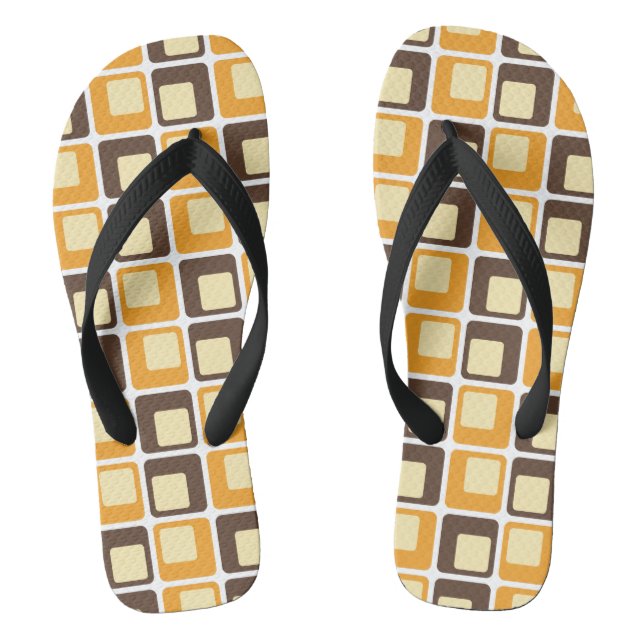 70er Retro Square Shapes Flip Flops (Fußbett)
