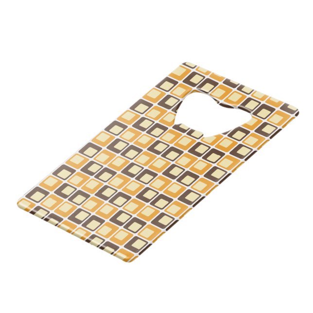 70er Retro Square Shapes Geldbeutel Flaschenöffner (Vorderseite Schrägansicht)