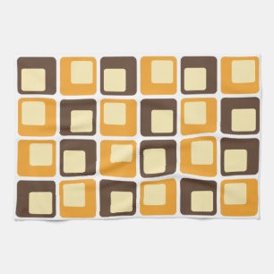 70er Retro Square Shapes Geschirrtuch