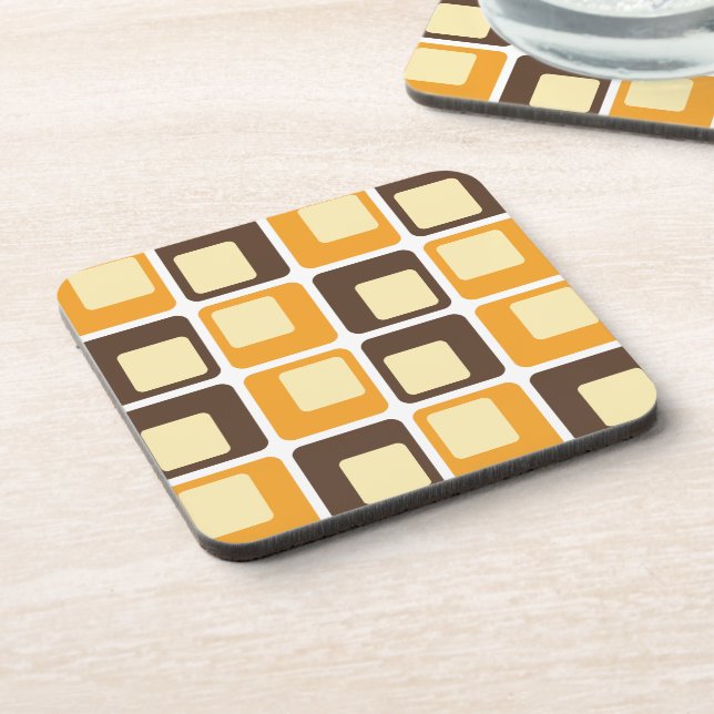 70er Retro Square Shapes Getränkeuntersetzer (Linke Seite)