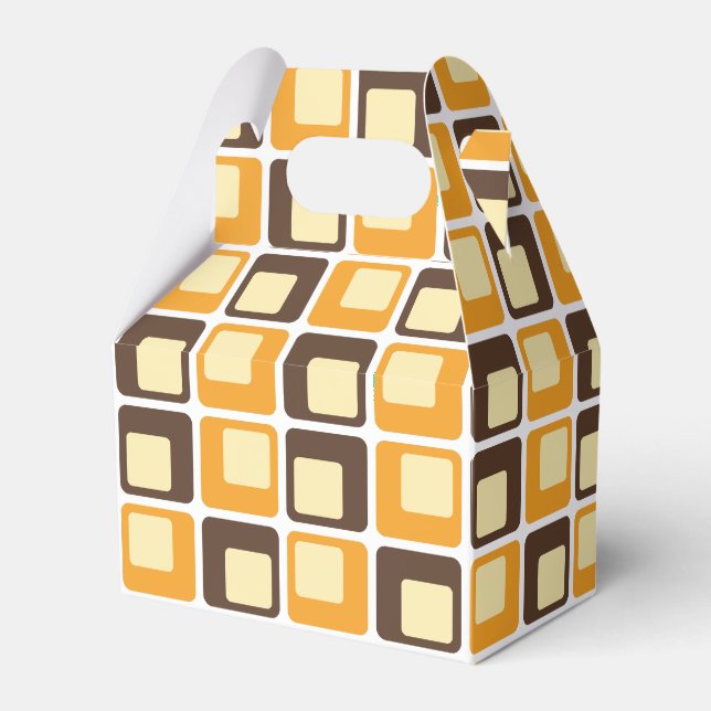 70er Retro Square Shapes Muster Bevorzugung Box Geschenkschachtel (Vorderseite)