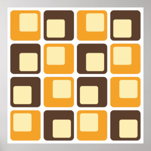 70er Retro Square Shapes Poster
