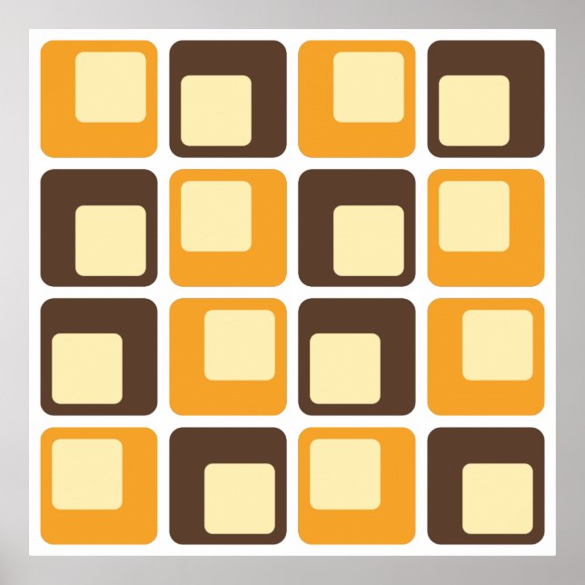 70er Retro Square Shapes Poster (Vorne)