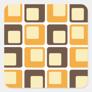 70er Retro Square Shapes Quadratischer Aufkleber