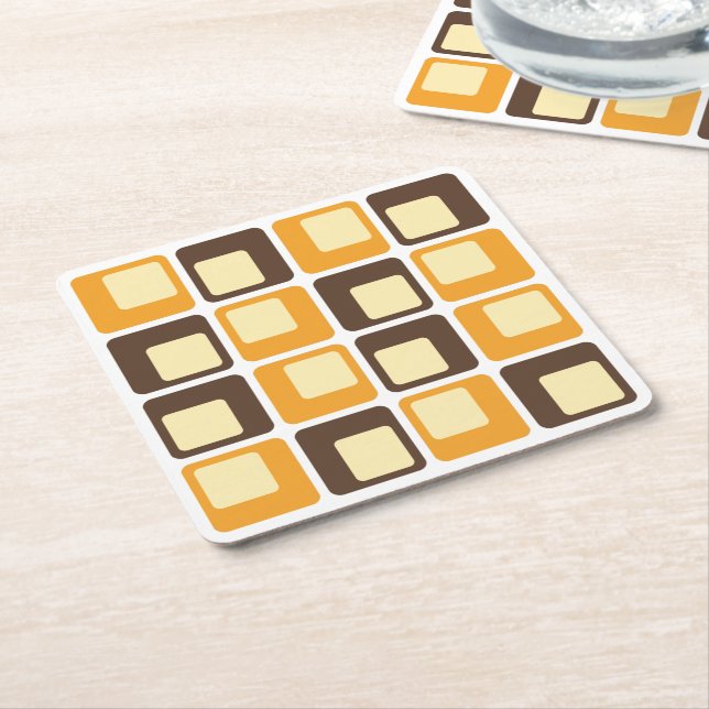 70er Retro Square Shapes Rechteckiger Pappuntersetzer (angewinkelt)