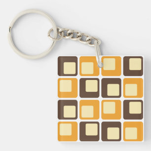 70er Retro Square Shapes Schlüsselanhänger