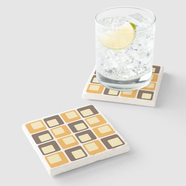 70er Retro Square Shapes Steinuntersetzer (Seitenansicht)