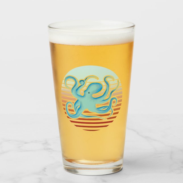 70er Retro Style Octopus Glas (Vorne (Gefüllt))