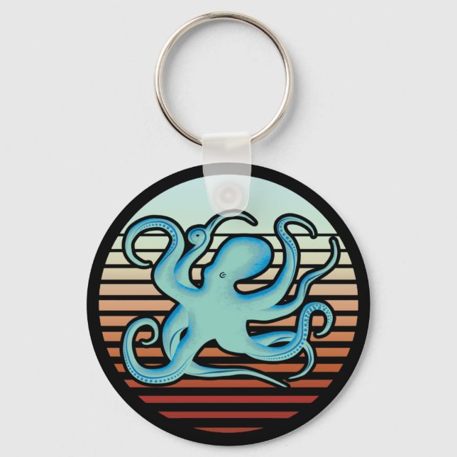 70er Retro Style Octopus Schlüsselanhänger (Vorderseite)