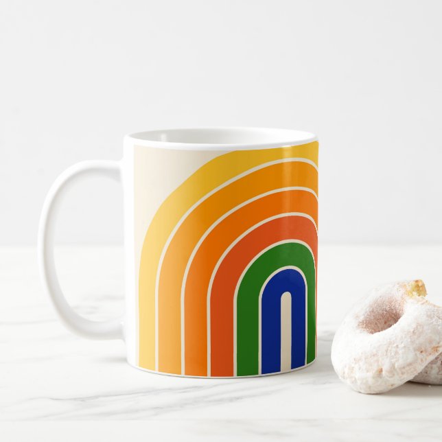 70er Retro Vintag Style Geometric Design Kaffeetasse (Mit Donut)