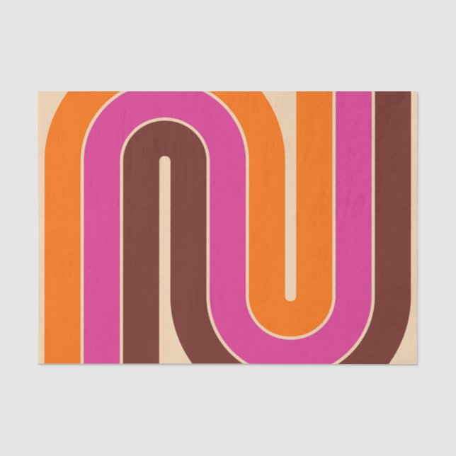 70er Retro Vintag Style Geometric Design Seidenpapier (Vorderseite)