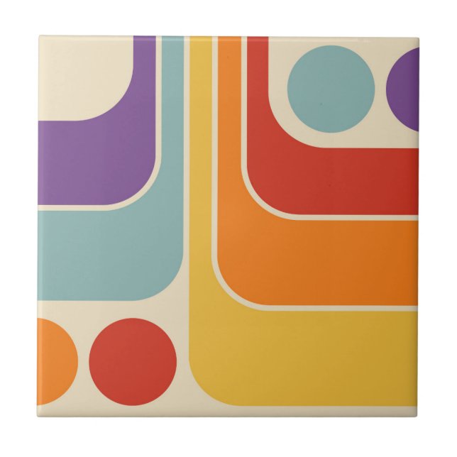 70er Retro Vintag Style Geometric Pattern Fliese (Vorderseite)