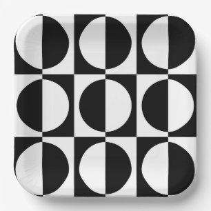 70er Retro Vintag Style Geometric Pattern Pappteller