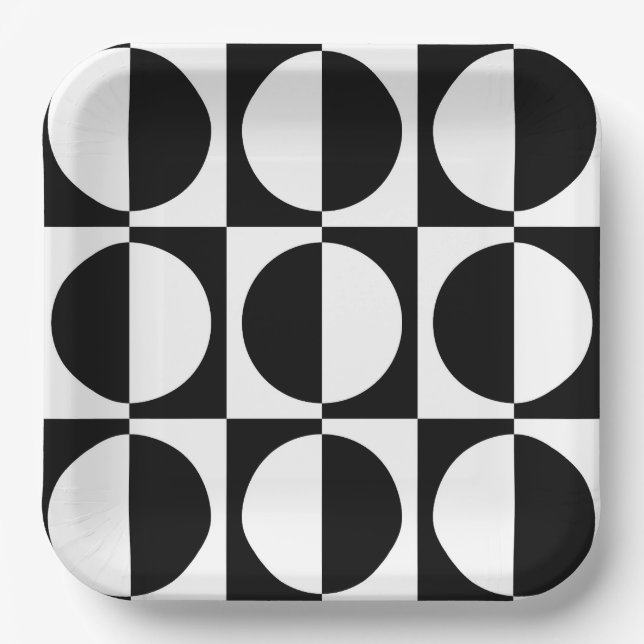 70er Retro Vintag Style Geometric Pattern Pappteller (Vorderseite)