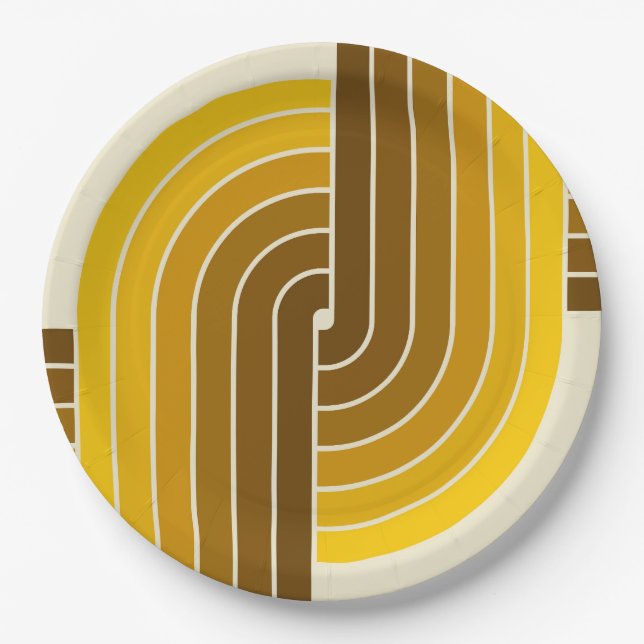 70er Retro Vintag Style Geometric Pattern Pappteller (Vorderseite)