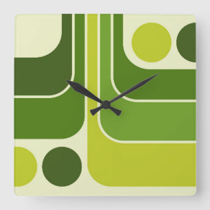 70er Retro Vintag Style Geometric Pattern Quadratische Wanduhr