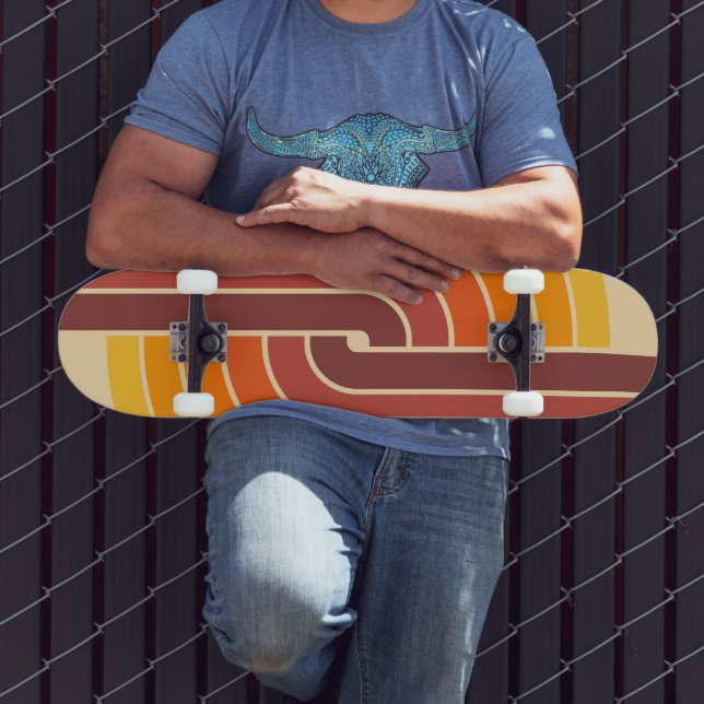 70er Retro Vintag Style Geometric Pattern Skateboard (Außenbereich 3)