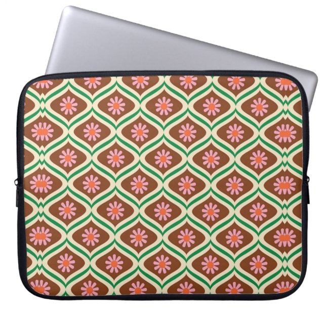 70er Retro-Vintages Blumenmuster Laptopschutzhülle (Vorderseite)
