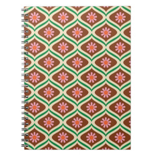 70er Retro-Vintages Blumenmuster Notizblock