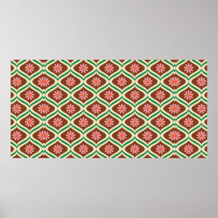 70er Retro-Vintages Blumenmuster Poster