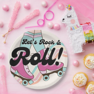 70er Rock und ROLL Roller Skaten-Gastgeschenke Pappteller