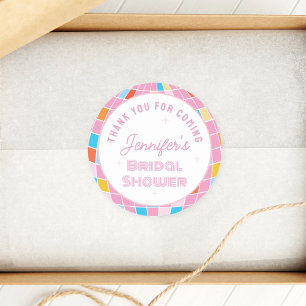 70er Rosa Disco-Junggesellinnenabschied Danke fürs Runder Aufkleber