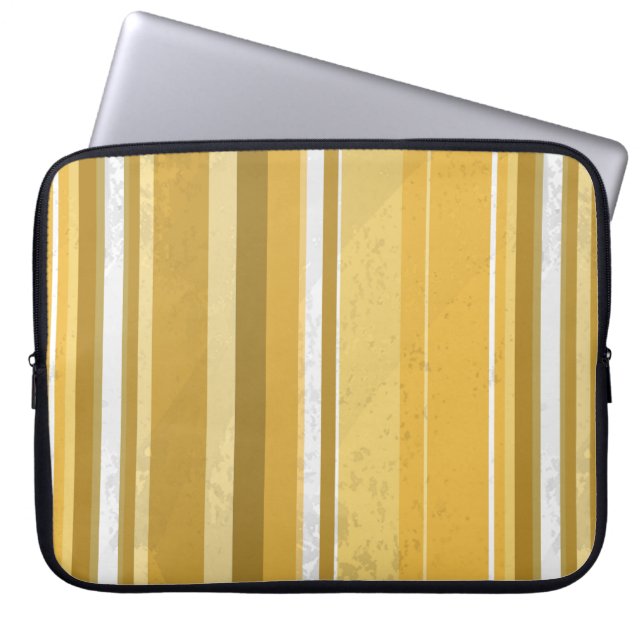 70er Stripes gelb Laptopschutzhülle (Vorderseite)