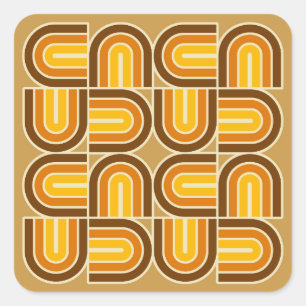 70er Style Geometric Arch Pattern Quadratischer Aufkleber