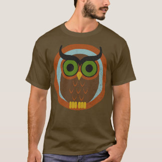 70er Style Owl verblasst Hat T-Shirt