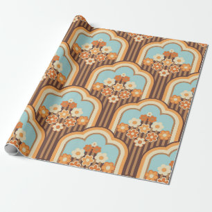 70er-Tapete nahtloses Design, Vintage Blume Geschenkpapier