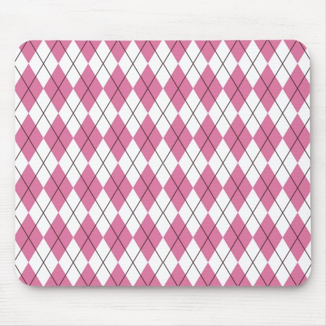 70er-Tartan-Muster Rosa Mousepad (Vorne)