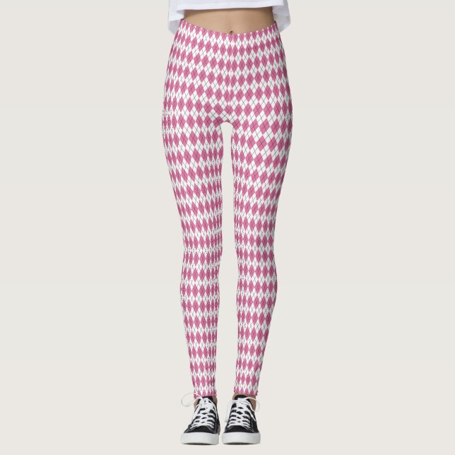 70er Tartan-Pattern Pinky Leggings (Vorderseite)