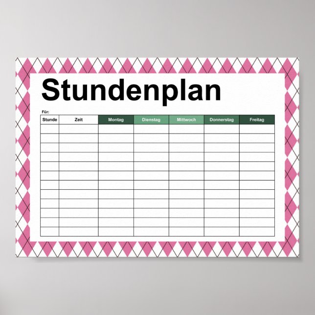 70er Tartan-Pattern Pinky Poster (Vorne)