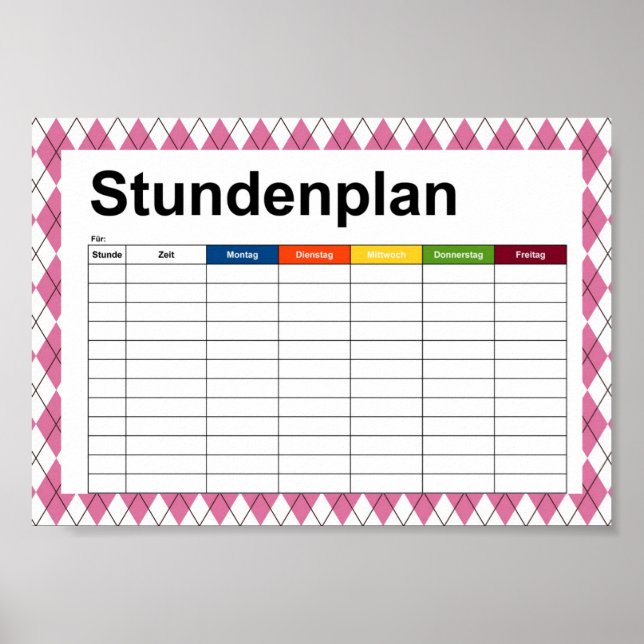 70er Tartan-Pattern Pinky Poster (Vorne)