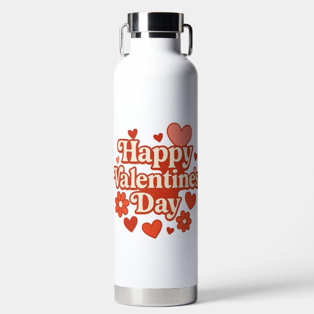 70er, Valentinstag-Kunstwerk Trinkflasche (Vorderseite)