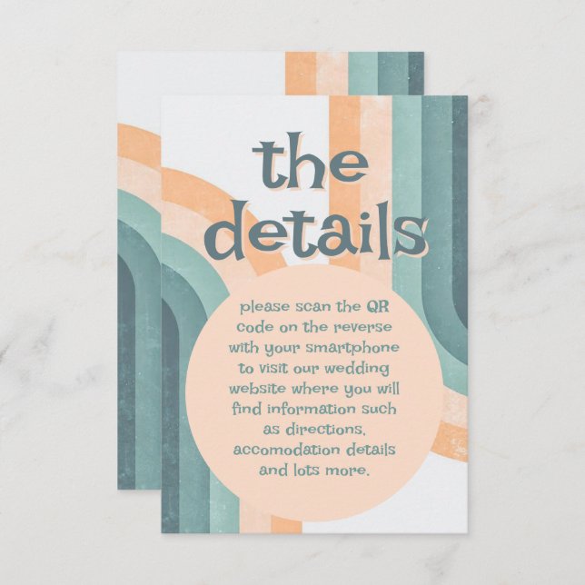 70er Vintag Rainbow Wedding Begleitkarte (Vorne/Hinten)