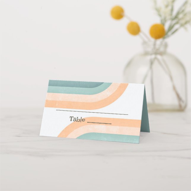 70er Vintag Rainbow Wedding Platzkarte (Vorderseite)