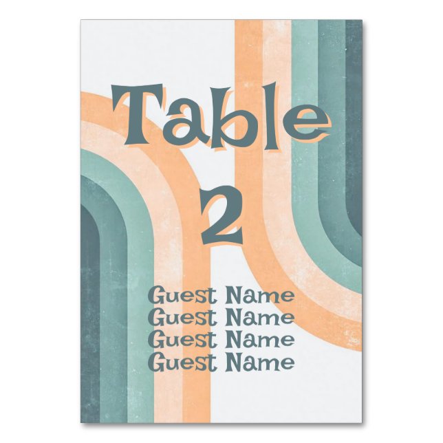 70er Vintag Rainbow Wedding Tischnummer (Rückseite)